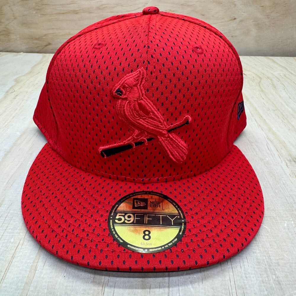 NEW St Louis Cardinals New Era 59Fifty Mesh Fitted Cap Hat Red sz 8